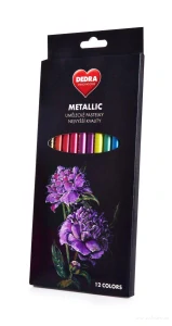 12 ks METALICKÉ lesklé, umělecké pastelky nejvyšší kvality