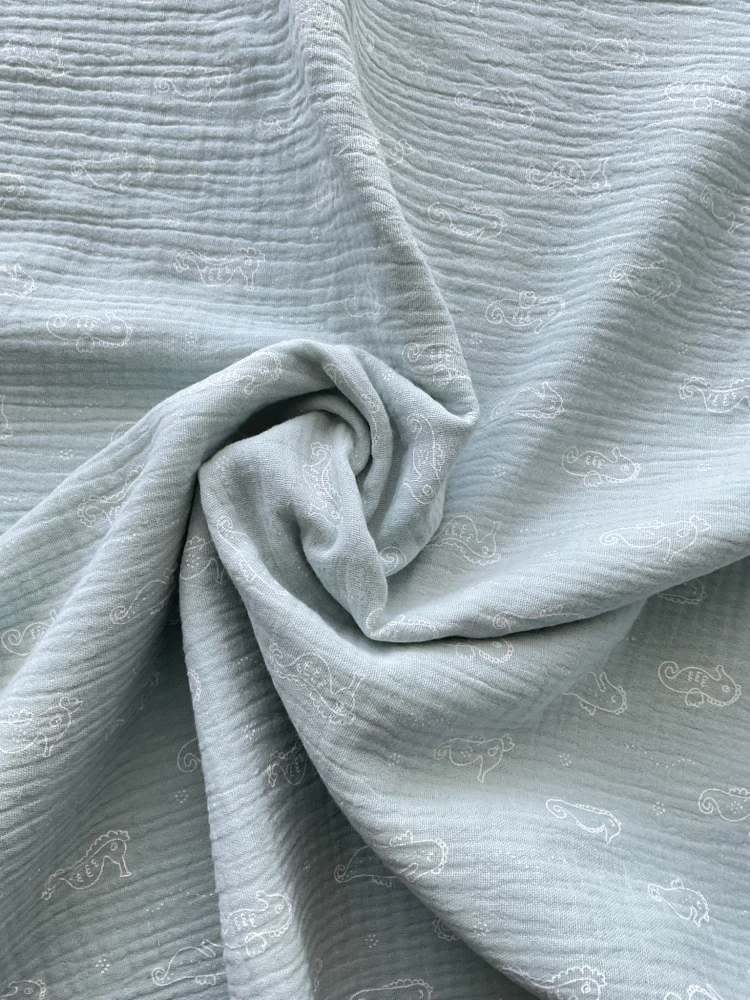  mušelín pastelová zelená s mořským koníkem