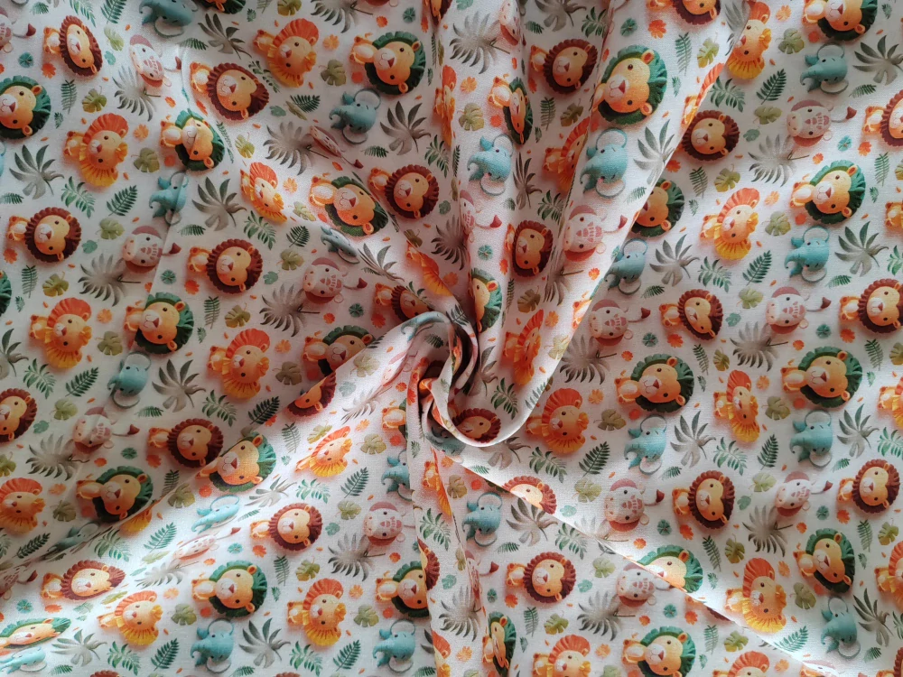 Bavlněné plátno se zvířátky safari